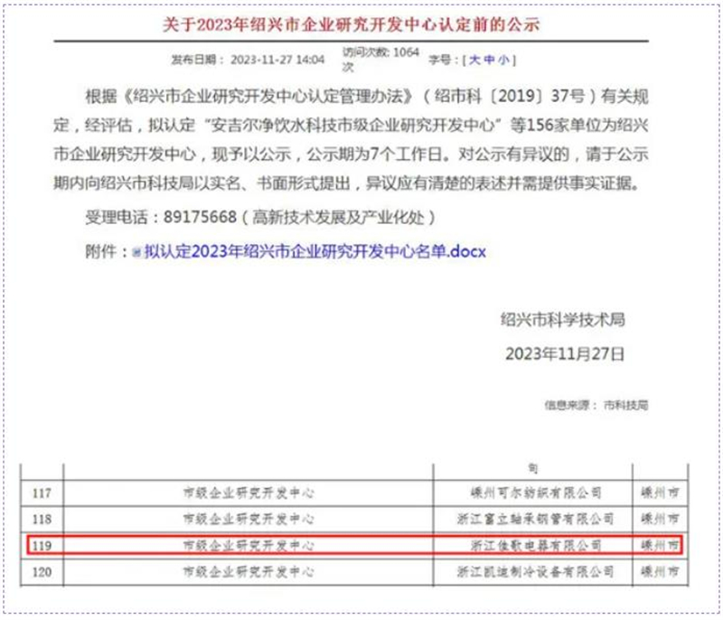 佳歌榮獲紹興市級工業(yè)設計中心、市級研發(fā)中心雙料大獎！